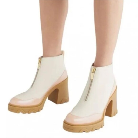 NEW Sorel Brex Waterproof Block Heel Chelsea Boot Zip White 10 - Picture 4 of 4